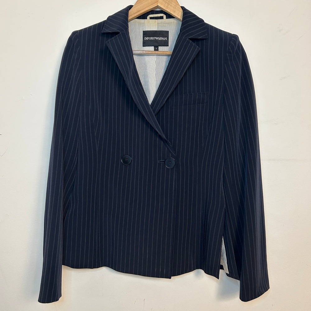 Emporio Armani Blazer Career 8‎ Navy Blue Pinstripe Structured Business